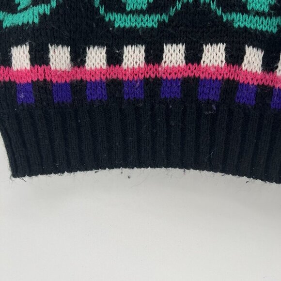 Cardigan Sweater Colorful Geometric Acrylic V Neck Button Up 80s 90s Size Medium - Picture 5 of 9